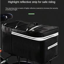 Bicycle Rack Bag, Bicycle Rack Bag With Rain Cover - 12L Waterproof Reflective Bicycle Saddle Bag For Commuting Outdoor Cycling - 黑色 - 查看 6