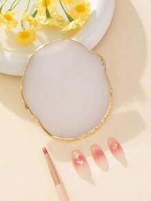 Resin White Nail Art Color Display Plate, Imitation Agate Design Golden Paint Nail Polish Palette Display Board Tools Lightweight And Portable Round Nail Art Mixing Palette Women And Girls,Nail Supplies,Nail Tools,Nail Art Tools,Back To School,Nails,Nail Tools Press On Nails - trắng - Xem 1