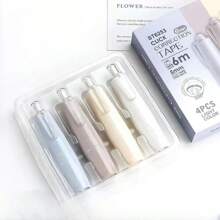 4 Pezzi di nastro correttore retrattile a forma di penna, design compatto e alla moda, nastro bianco cancellabile, ideale per la scuola e l'ufficio, forniture scolastiche, ritorno a scuola