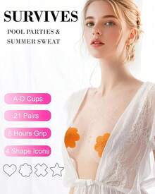21 Pairs Pasties Pack Fun Nipple Covers Rave Pasties Bulk Rave Tops Accessories Festival Bikini Boob Covers Stickers - 03 Brown-blue-silver - View 2