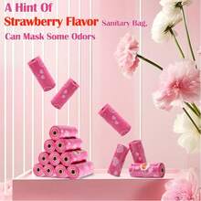 150pcs/10packs Pink Strawberry Scented Sanitary Pad Disposal Bags - Feminine Care Hygiene One-Time Mini Bags For Tampons, Pads, Diapers - Multicolor - View 3