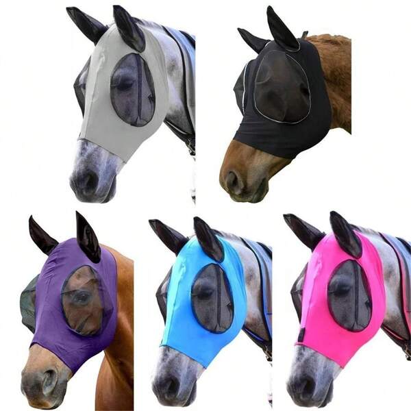 1pc Horse Ear Fly Mask - UV Protection, Breathable Mesh Fabric, Elastic Fitting Design, Summer Insect Protection, Smooth Feel Coverage