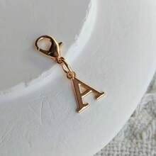 1pc Elegant Gold Initial Keychain Lobster Clasp Charm Pendant Decoration Accessory - Yellow Gold - View 6