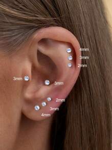 Brincos de piercing labret de pedra da lua, 1 peça, prata esterlina 925, moderno, rosqueado de 2/3/4 mm, parte traseira plana, cartilagem, tragus, hélice, joia fina para uso diário, festa de casamento, noivado, aniversário, dia dos namorados