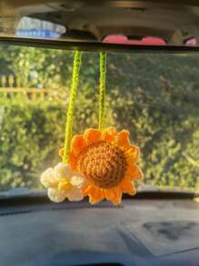 Nuovo Arrivo Decorazione Pendente Per Auto Floreale Fatta A Mano Con Campanella E Gancio Design In Forma Di Giglio E Fragola Serie Fai-da-te Di Frutta Tessuta 1 Pezzo