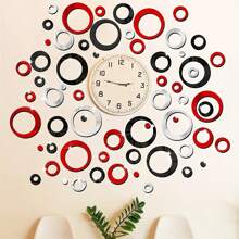 24 piezas de pegatinas de espejo de pared redondo autoadhesivas de acrílico para decoración del hogar, baño, dormitorio, sala de estar, oficina, arte moderno DIY, calcomanías decorativas redondas removibles, resistentes al agua y al aceite, adecuadas para decoración de sala de estar, dormitorio (rojo/negro/azul/plateado/dorado). Decoración de pared Espejo de pared Espejo para decoración de habitación, baño, sala de estar