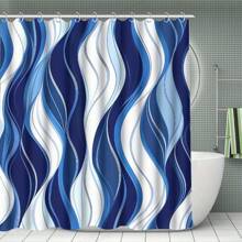 1/3/4 Stück blaues & marineblau gestreiftes Duschvorhang Set, graues & weißes Duschvorhang Set, modernes abstraktes Duschvorhang Set, Badematte, U-förmige Badematte und Toilettendeckel, Heimdekoration Duschvorhang mit 12 Haken, geeignet für Bad & Raumdekoration, ideales Feriengeschenk Badezimmer Accessoires für den Schulstart