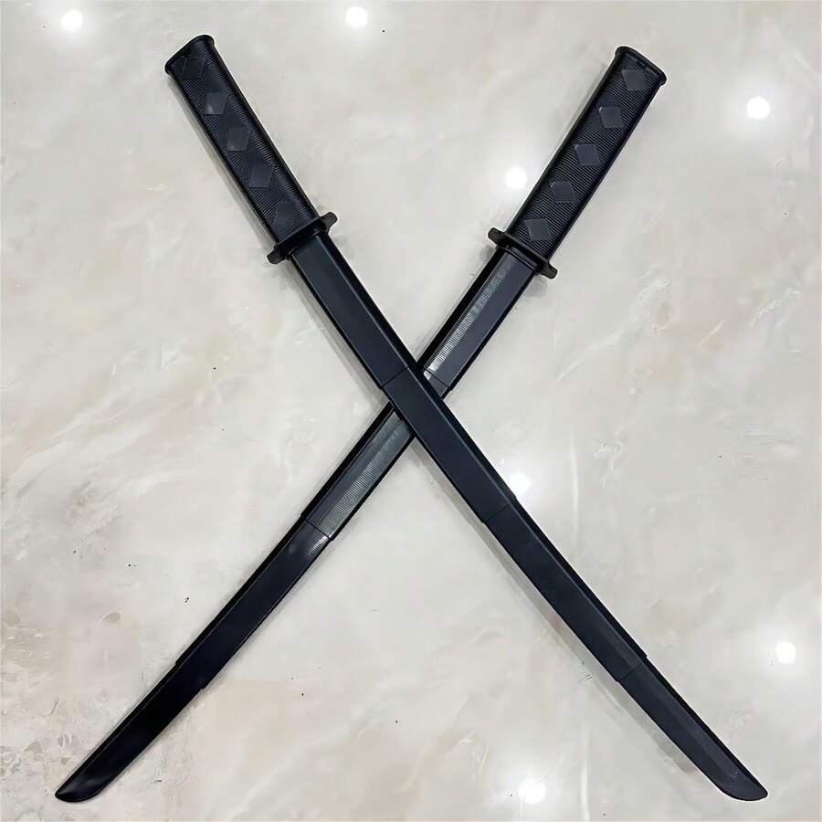 2pcs Samurai Sword Props Set, Expandable Plastic Katana For Role-Playing, Cool And Handsome Collection Decor, Hand Wash/Dry Clean - Multicolor - View 1