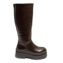 Bottes Hautes à Plateforme Crantée Avec Fermeture Zippée – Style Chunky Moderne - Brown - View 3