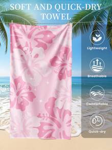 1pc Printed Beach Towel, Flower Pattern, Swim Towel, Bath Towel, Fashion Style Beach Towel, Super Absorbent Bath Towel For Bathroom, Swimming, Fitness, Yoga, Soft And Comfortable Microfiber Towel, Lightweight And Portable, Wind And Sun Protection, Sandproof For Summer Travel, Vacation Holiday Bathroom Decor, Recommend Regular Sizes And Larger Sizes, (35*75cm Small Size Face Towel,150cm Or Above Recommended)