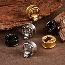 2PCS Hot 316 Stainless Steel Halloween Monster Tongue Ear Tunnels Ear Gauges Tunnels Plugs Stretcher Expander Piercing Body Jewelry Women