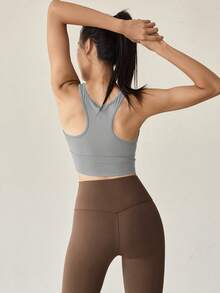 Áo ngực thể thao - Áo tank top yoga giảm sốc cố định, áo ngực thể dục chạy bộ dành cho nữ, mùa xuân - Xám - Xem 5