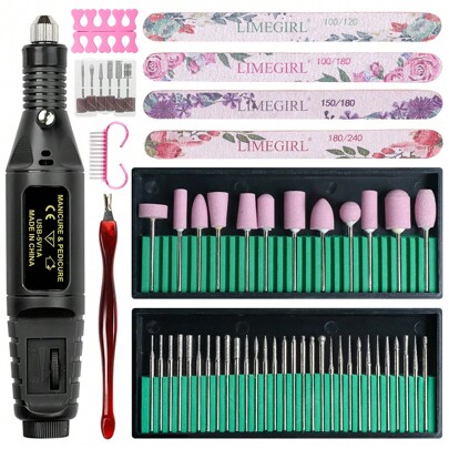 LIMEGIRL Macchina professionale per manicure e pedicure elettrica, set di frese per unghie, lima per unghie 20.000 giri/min, attrezzatura per lucidatura