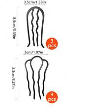 6 件套塑料发梳套装 - U 形发叉带齿发夹，适用于盘发髻 - 复古风格发饰，适合卷发或正常发质的女性 - 无香型，适合 14 岁以上 - 黑色发夹，适用于经典发型、发型设计、发饰、发饰、发型套装、美发工具套装、发型设计套装
