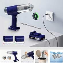 CascadeVac Odkurzacz bezprzewodowy o dużej mocy, podwójne zastosowanie w domu i samochodzie, mocne ssanie, odkurzacz ładowany przez USB, z różnymi akcesoriami, wielofunkcyjne narzędzie do czyszczenia szczelin