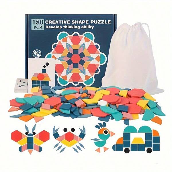 Juguete educativo de rompecabezas geométrico creativo de 180 piezas para niños