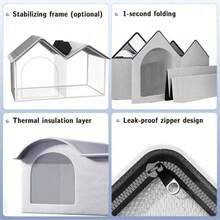 Casa para mascotas (gatos y perros pequeños/medianos) con aire acondicionado y cama nido, para uso en todas las estaciones - Gris - Ver 4