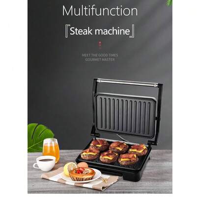 SOKANY 三合一早餐机，750瓦功率，可扩展，双面烹饪，均匀加热，陶瓷涂层，耐热手柄，银色，是早餐和家庭烧烤的理想之选