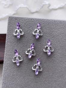 10/20 件 3D 精致银色星球蝴蝶结心形指甲饰春夏闪亮紫色水钻美甲装饰合金星月蝴蝶熊 DIY 美甲宝石适用于亚克力压模指甲手机壳鞋子衣服包包美甲用品指甲饰 - 彩色 - 查看 10