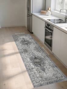 1 pieza Alfombra de área de estilo bohemio gris de terciopelo con cristales, 850g/m², rectangular, antideslizante lavable, decoración del hogar, apta para sala de estar, cocina, comedor, oficina, para todas las estaciones - Gris - Ver 15