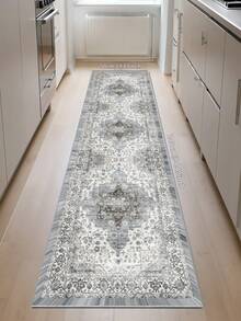 1 pieza Alfombra de área de estilo bohemio gris de terciopelo con cristales, 850g/m², rectangular, antideslizante lavable, decoración del hogar, apta para sala de estar, cocina, comedor, oficina, para todas las estaciones - Gris - Ver 13