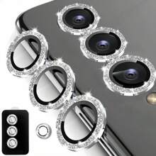 [Starry Sky Lens Film] Silver Sparkle Anti-Explosion Tempered Glass Lens Protector For Compatible With Samsung S25 Ultra/S2 FE, Compatible With S23/S22 Ultra/S25 Edge/A14 5G/A54/Filp5/Fold/A34/A55/A35/A15/A25/Full Series, Scratch-Resistant Starry Color Film