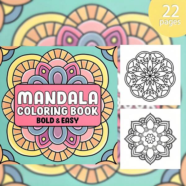 Deluxe Mandala Coloring Book For Adults - 22 Thick Pages, Watercolor Paper, Unique Cover | Perfect Relaxation Gift For Valentines, Christmas, Halloween & More