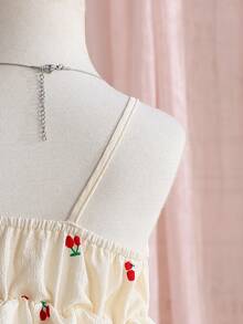 女宝宝可爱无袖A字泡泡袖灯笼连衣裙，适合度假和日常外出，春夏季 - 杏色 - 查看 6