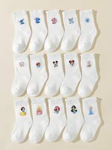 10 أزواج من الجوارب البيضاء متوسطة الطول بفم فقاعي، مناسبة لجميع المواسم