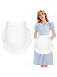 Delantal pequeño con borde con volantes, delantal de cintura sin bolsillo tipo delantal de sirvienta, delantal corto lindo - Multicolor - Ver 6