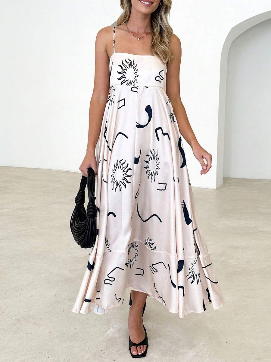 Women Y2K Maxi Dress Smocked Spaghetti Strap Sleeveless Long Flowy Dress Boho Backless Aline Long Dress Summer Casual Beach Sun Dress - màu đen - Xem 1