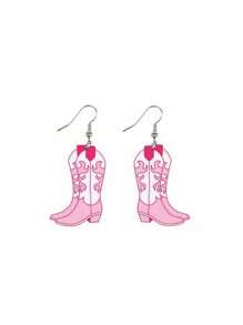 ¡Viento occidental, amor! Los pendientes con forma de bota de mezclilla rosa son un must-have para chicas dulces y geniales