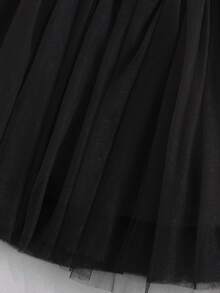 Baby Girl Black Party Dress With Big Bow Tulle Skirt, 0-2 Years, Birthday Party Mini Dress - Black - View 5