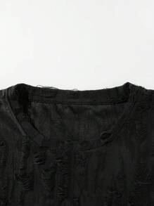 Men Summer Distressed Style Fashionable Casual Versatile Short Sleeve T-Shirt