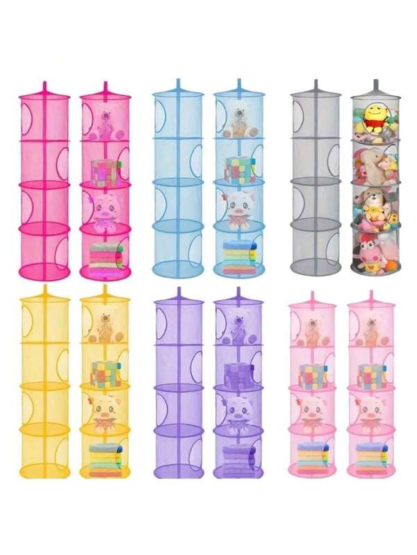 1pc 4-Layer Large Capacity Foldable Storage Bag, With Hanging Drying Net Basket, Used For Drying/Storing Toys, Underwear, Socks, Accessories