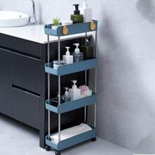 3/4-Tier Kitchen Storage Cart - Space-Saving Narrow Rolling Storage Rack With Hooks, 360° Swivel Wheels, Slim Sliding Shelves, Suitable For Home, Bathroom, Living Room, Office And Apartment Multi-Function Rolling Cart - Multicolor - View 7