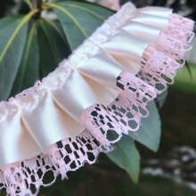5 Yards Satin Volant Spitzenborte, elegante dekorative Umrandung für DIY Basteleien, Hochzeitsparty Dekoration, Bekleidung und Wohndekoration