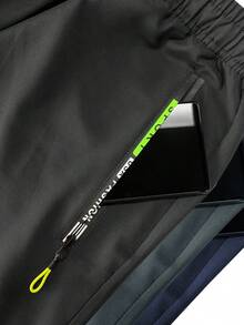 3pcs Men's Lightweight Cargo Pants With Drawstring Elastic Waist, Zipper Pockets, Breathable, Suitable For Outdoor & Casual Wear, Neon Highlight Spring - Multicolor - View 6