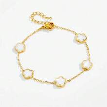 1 pièce Bracelet doré orné de strass en forme de trèfle pour femmes, mode et élégant (sans boîte-cadeau)