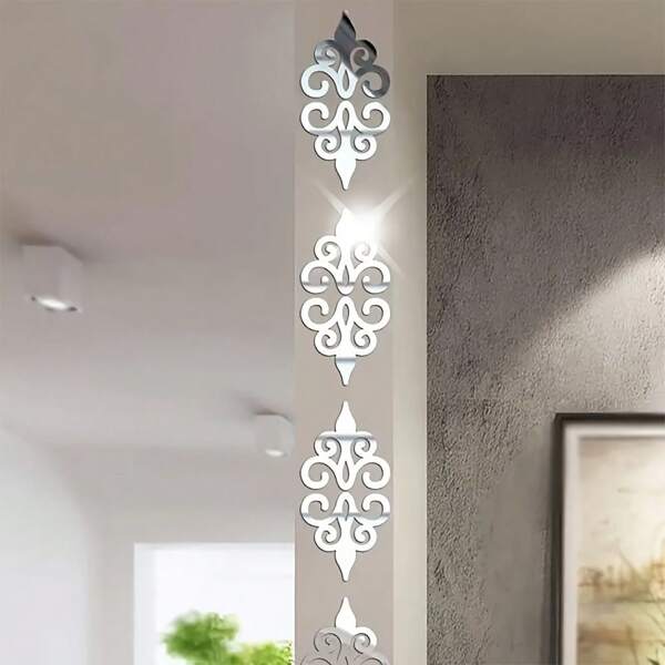 Set de 10 piezas de pegatinas de espejo decorativas autoadhesivas y removibles de acrílico hueco para la cintura. Adhesivos de espejo DIY para decoración del hogar, a prueba de agua y resistentes al aceite, adecuados para decorar salas de estar, dormitorios, baños, pasillos y oficinas (plata/oro/negro)