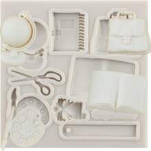 Silikonformen, Silikon-Buch-Form, Schere, Zeichen-Stift, Palette, Schultasche Fondant-Formen für Cupcake-Topping, Kuchen-Dekoration, Schokolade, Süßigkeiten, Handwerk, Gummi-Paste