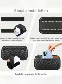 1pc Black Quilted PU Leather Car Seat Organizer For Phone, Keys, Coins & Small Items - Fit Storage Bag With Diamond Pattern, Compact Design For Most Car Interiors, Car Storage For Women Storage Organizer Travel Essentials Back To School Dormitory Storage
