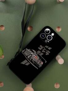 1 pièce Coque de téléphone antichoc avec design de voiture de course en TPU noir et 1 pièce Cordon noir, compatible avec , smartphones Android y compris OPPO - Multicolore - Voir 5
