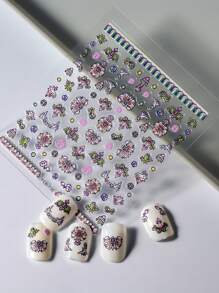 1 pezzo Adesivi per unghie 5D a rilievo con fiori di loto a effetto sfumato, decorazioni adesive per unghie, sticker per manicure fai-da-te