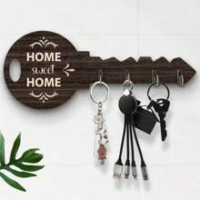 1pc Fashionable Wooden Key Hook - Wall Mounted Key Holder, Painted Surface, Easy Installation, Suitable For Living Room, Apartment, Holiday Gift Room Decor Bedroom Decor Home Decor Wall Decor