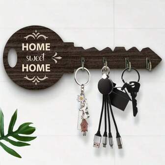 1pc Fashionable Wooden Key Hook - Wall Mounted Key Holder, Painted Surface, Easy Installation, Suitable For Living Room, Apartment, Holiday Gift Room Decor Bedroom Decor Home Decor Wall Decor