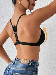 LianShengFa Sutien fără armătură cu închidere frontală 1 buc, lenjerie din dantelă respirabilă cu bretele reglabile, fără căptușeală, moale și confortabil, purtare zilnică pentru femei