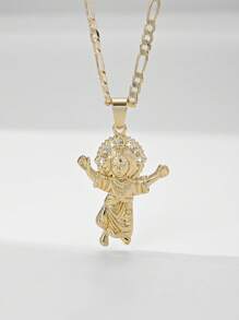 1 pieza Collar colgante con cruz de Jesús de 14K color oro, estilo europeo y americano, hipoalergénico, con relieve en capas e incrustación de cobre y circonita, adecuado como regalo para madres, San Valentín, parejas, amigos, cristianos, para uso diario, festivales y oración