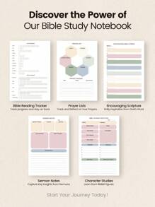 1pc Bible Study Journal Notebook, 52-Week S.O.A.P Method Bible Study Guide, Daily Prayer Journal Church Note Taking Faith Gifts For Women & Men, Office School Supplies Friends Gift Back To School Supplies