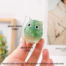 1pc Natural Crystal Stone Owl Statue Reiki Stone Owl Figurine Amulet Fengshui Sculpture For Home Office Decoration - Multicolor - View 10